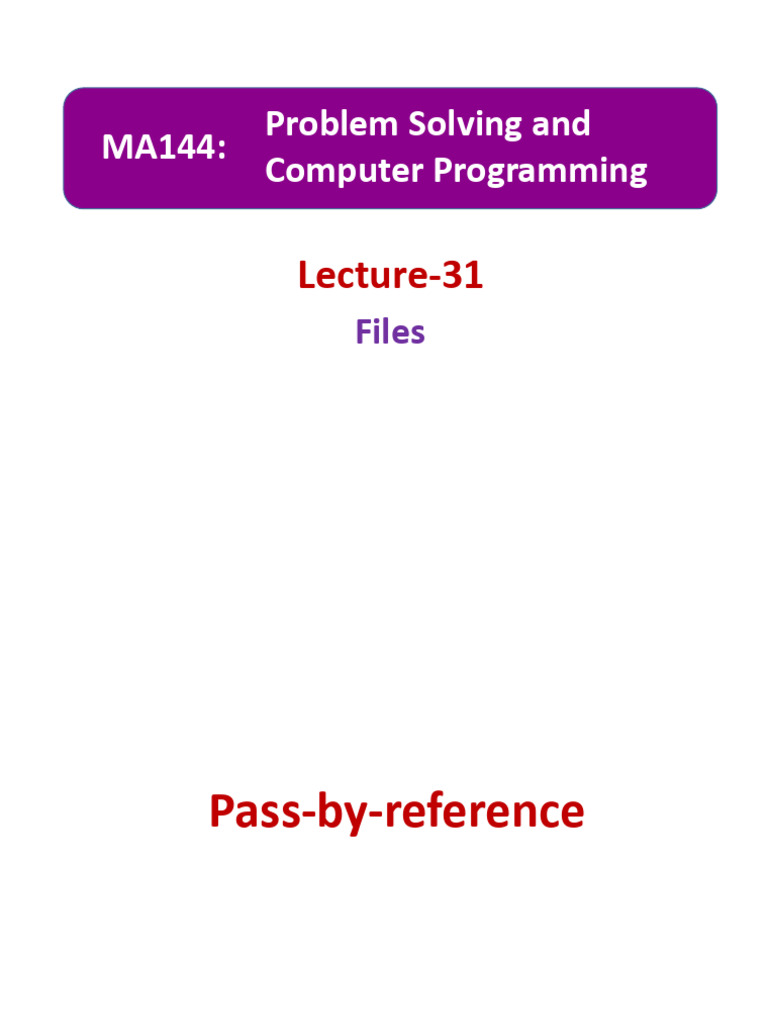 Lecture 31 | PDF | Pointer (Computer Programming) | Systems Engineering