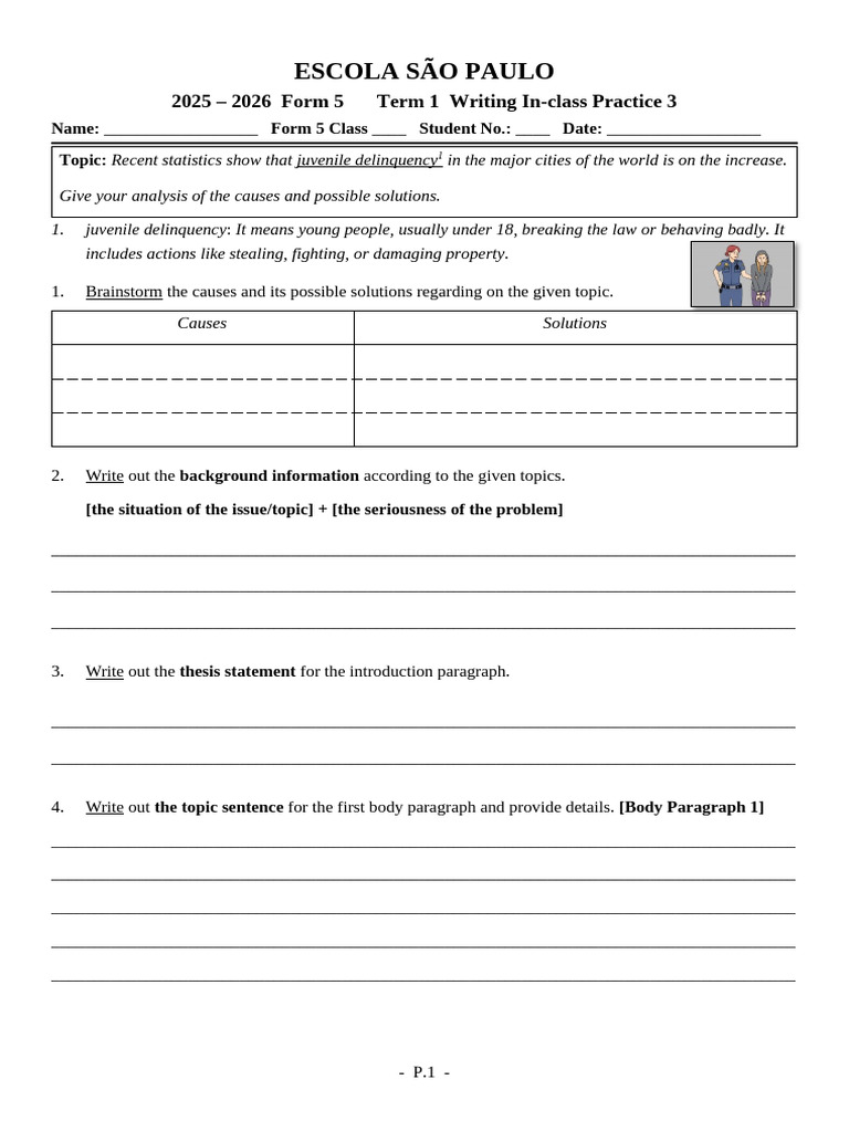 Problem-Solution Essay In-Class Practice 3 - Blank | PDF