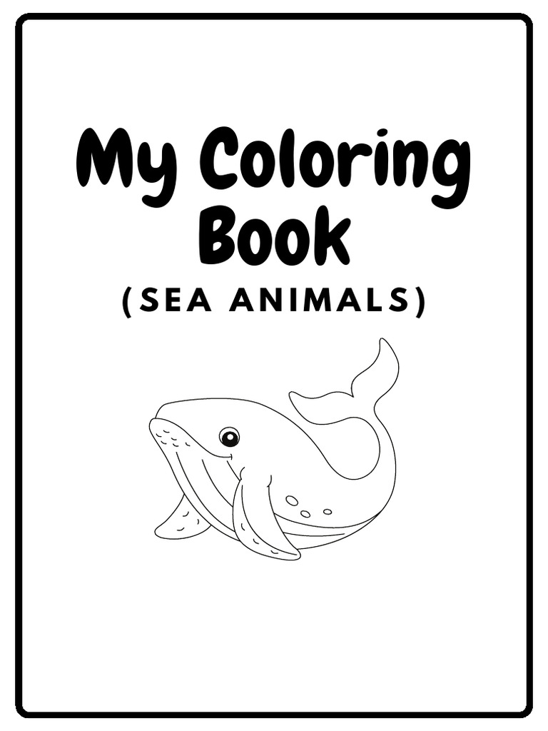 Black and White Sea Animals Coloring Page | PDF