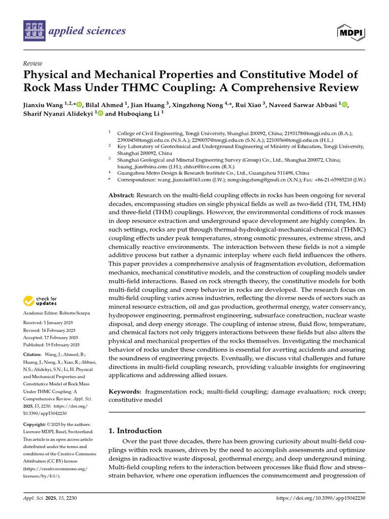 THMC Coupling in Rock Mass: Review of Properties | PDF | Fracture ...