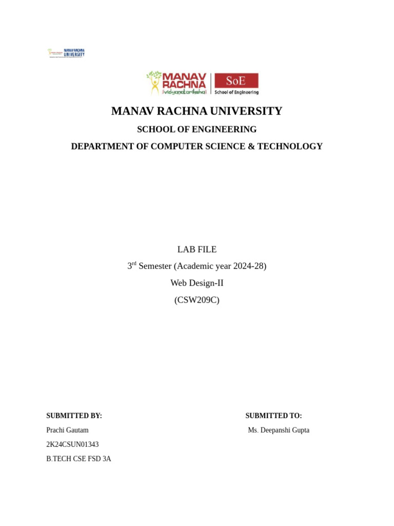 Web Design II Lab File - Semantic HTML | PDF | Websites | Computing