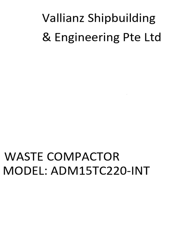 Manual For Waste Compactor - ADM15TC220-InT | PDF