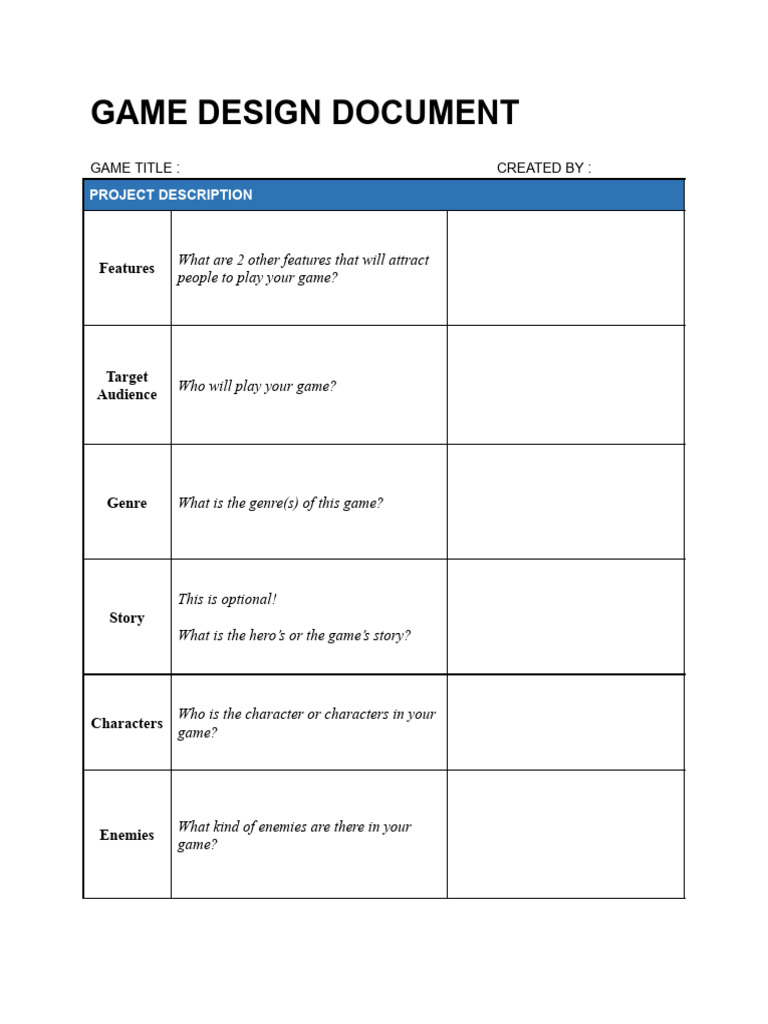 Game Design Document | PDF