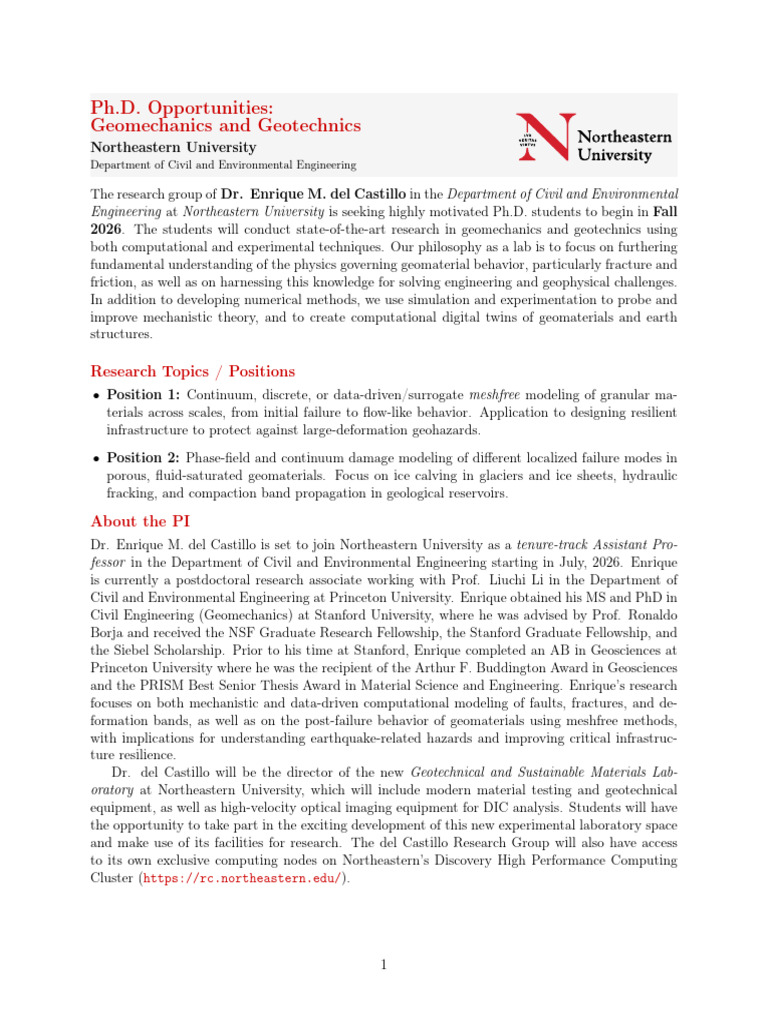 PHD Position 1762101454 | PDF | Geotechnical Engineering | Engineering