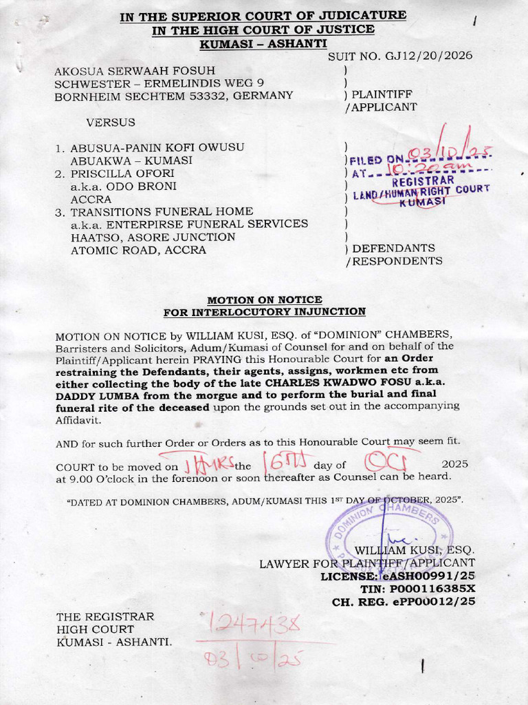 Interlocutory Injunction Motion | PDF | Legal Communication ...