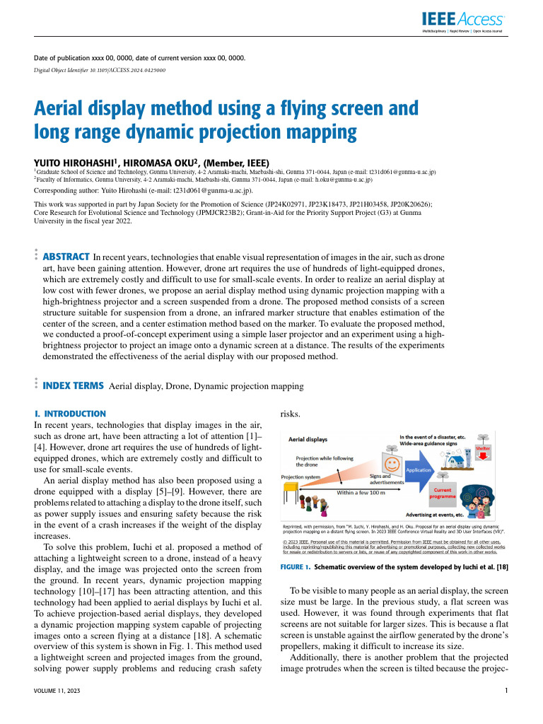 Aerial Display with Dynamic Projection Mapping | PDF | Mirror | Camera