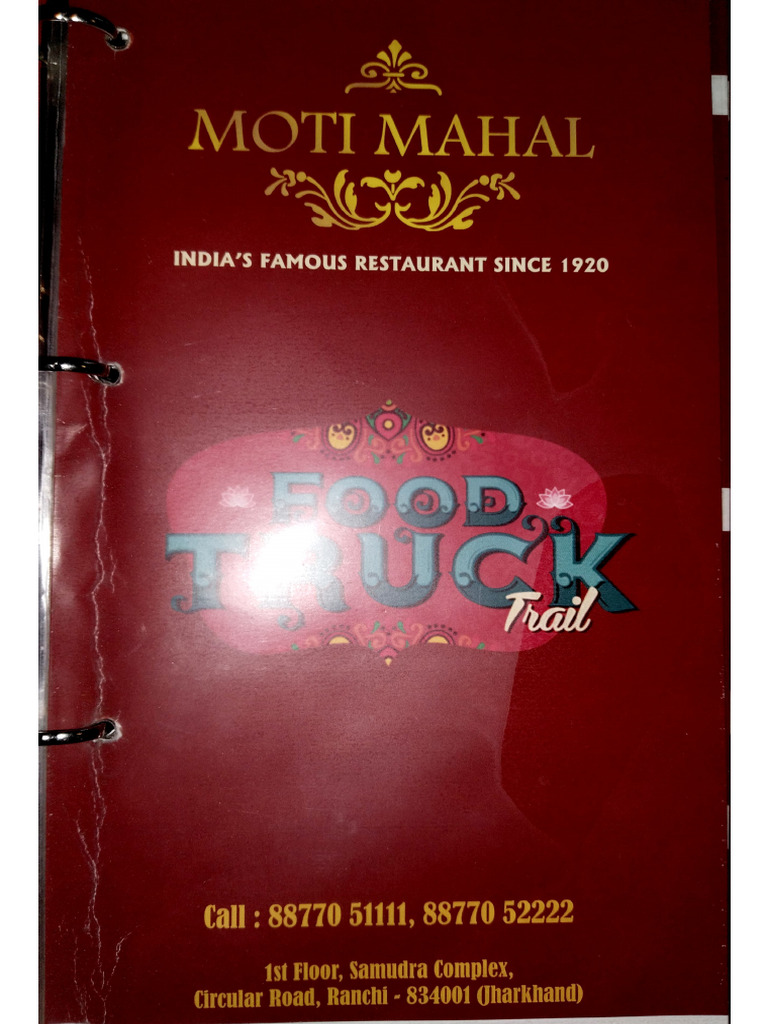 Moti Mahal Food Menu | PDF