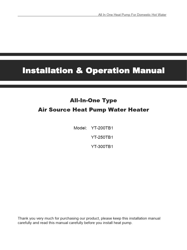 All-In-One Heat Pump Manual | PDF | Water Heating | Heat Pump