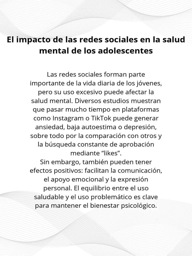 El Impacto de Las Redes Sociales en La Salud Mental de Los Adolescentes ...