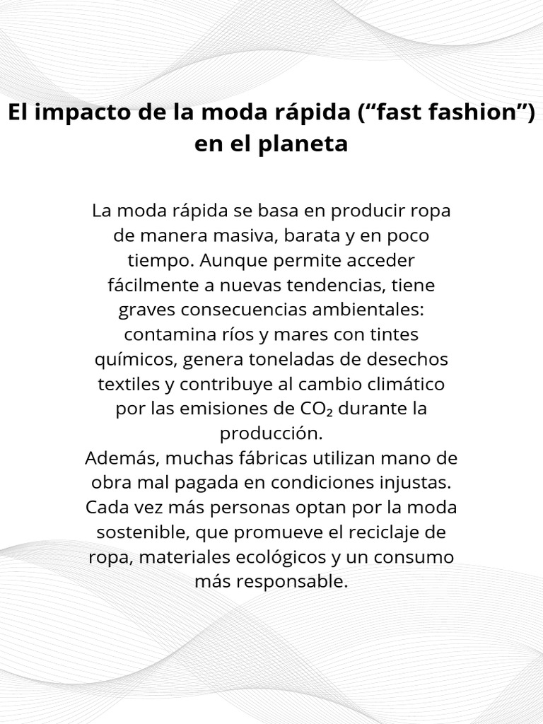 El Impacto de La Moda Rápida (