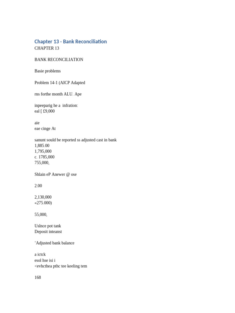 Bank Reconciliation Problems and Solutions | PDF