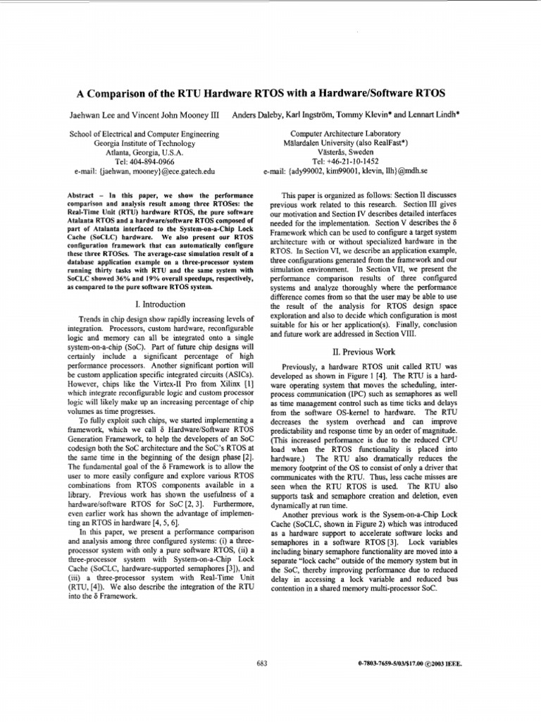 A Comparison of The RTU Hardware RTOS With A Hardware Software RTOS ...
