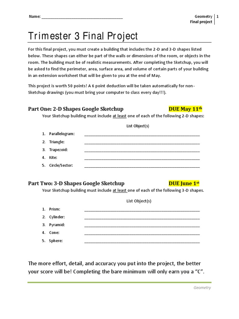 Geometry Final Project Guidelines | PDF | Shape | Area