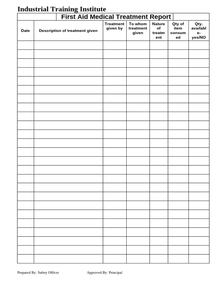 First Aid Treatment Report Template | PDF