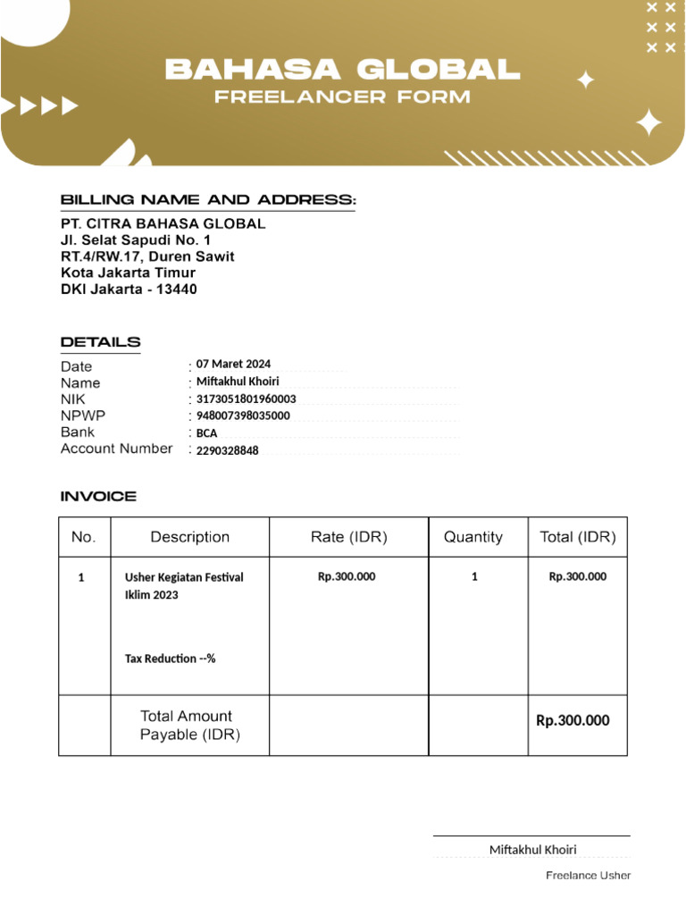 Bahasa Global INV Template | PDF