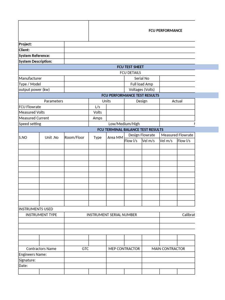 FCU Performance and Air Balance Report | PDF