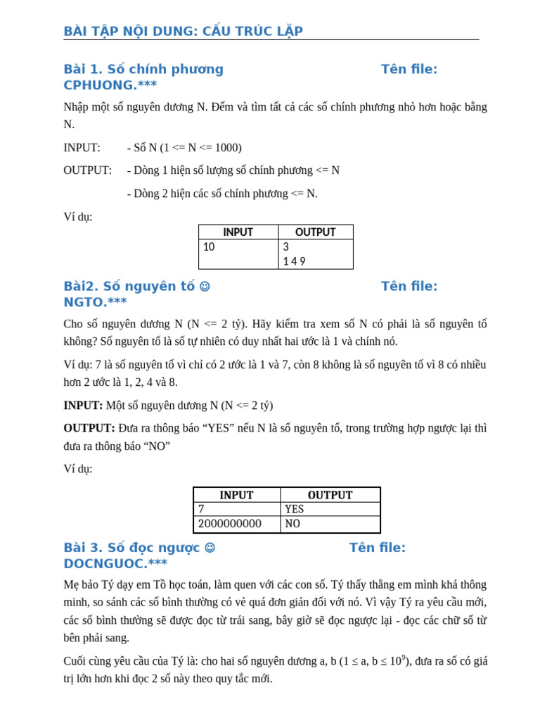 Bai Tap Lap | PDF