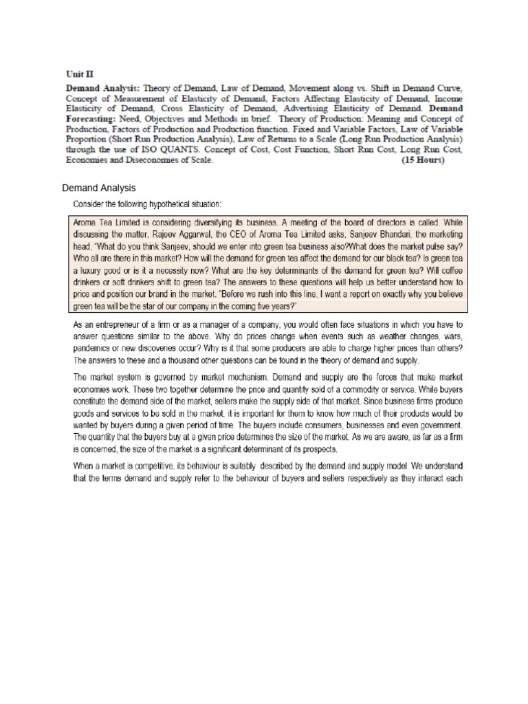 Unit II Demand Analysis | PDF