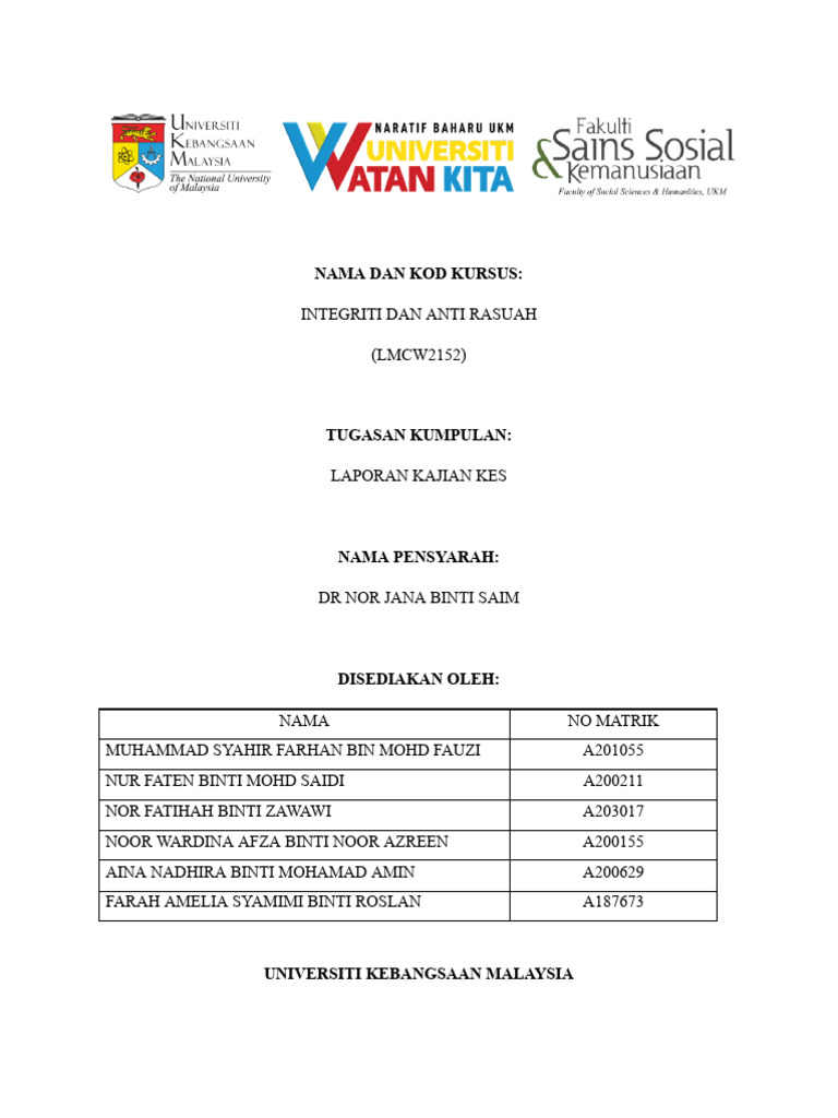 Laporan Integriti Dan Anti Rasuah | PDF