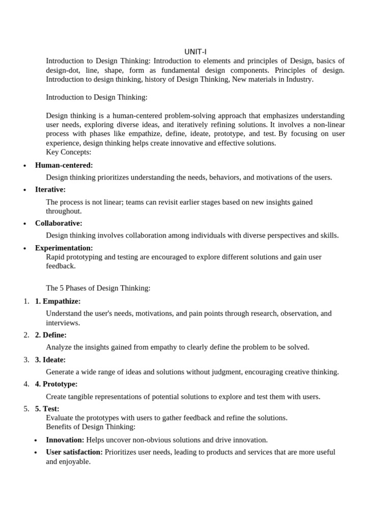 Design Thinking Unit_1_Notes | PDF | Design Thinking | Wearable Technology
