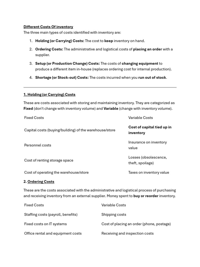 Understanding Inventory Cost Types | PDF | Inventory | Business