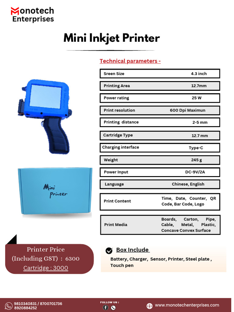 Mini Handheld Inkjet Printers Guide | PDF | Printer (Computing ...