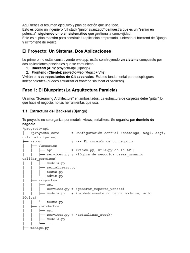 Plan Maestro para Aplicaciones Django y React | PDF | Software ...