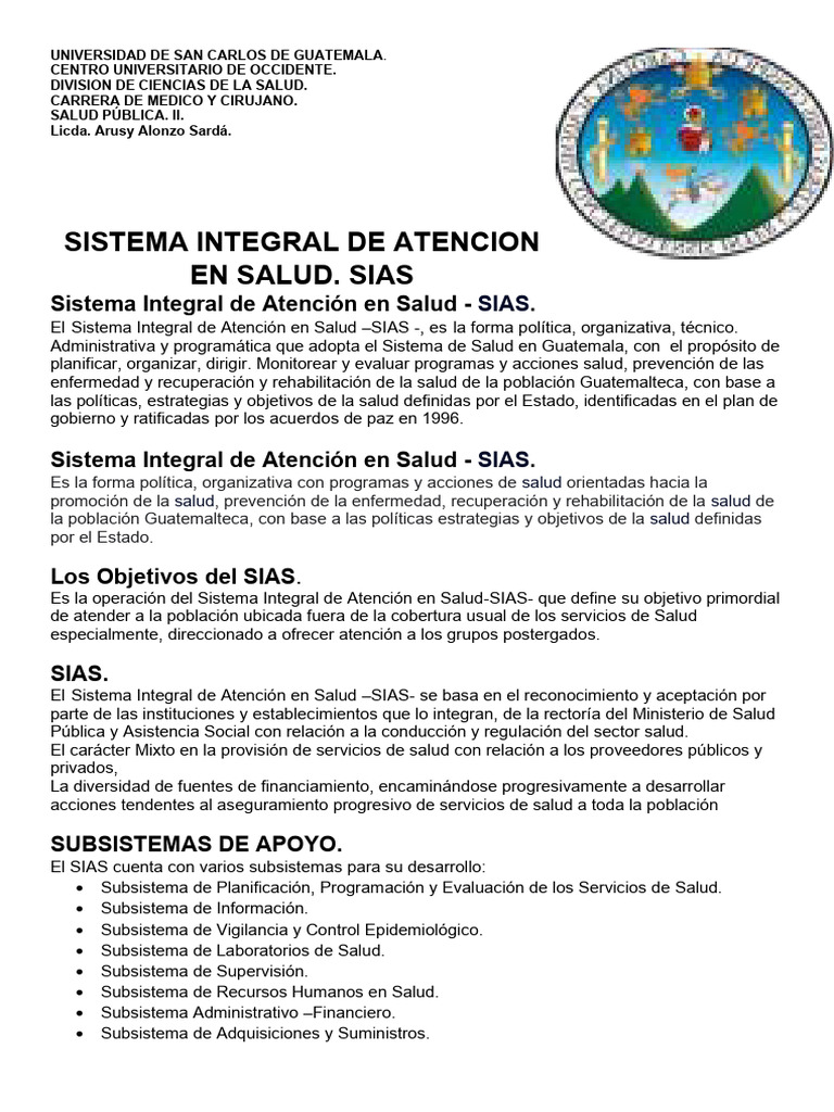 Doc. Sistema Integral de Atención en Salud. Sias. | PDF | Hospital ...