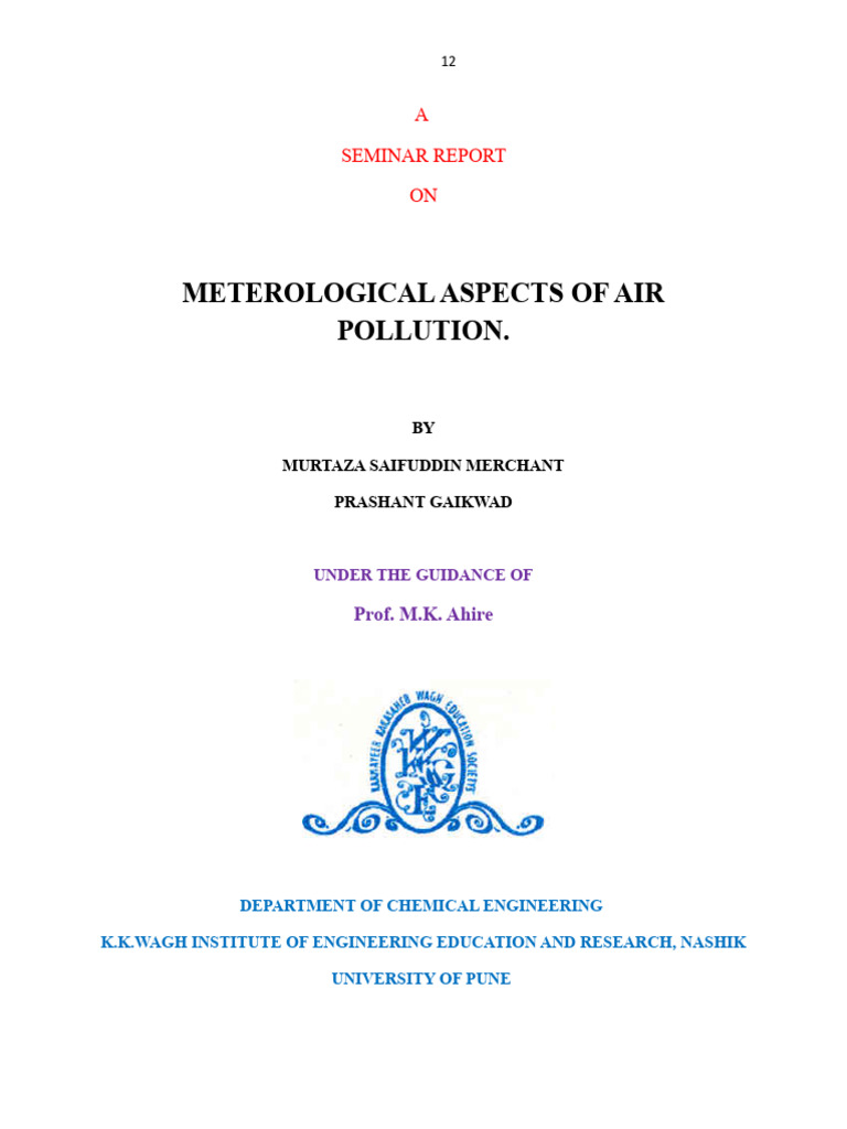 Seminar Report For Environmental Engineering | PDF | Atmosphere Of ...