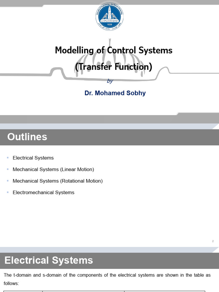 Control Systems Modeling Techniques | PDF | Electric Motor | Series And ...