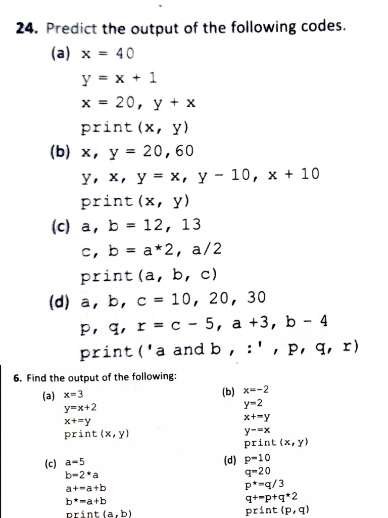 Python Code Output Predictions | PDF