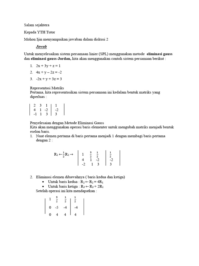 Penyelesaian SPL: Metode Gauss & Gauss-Jordan | PDF