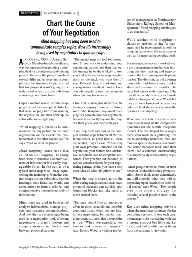 Chart The Course of Your Negotiation | PDF | Mind | Negotiation