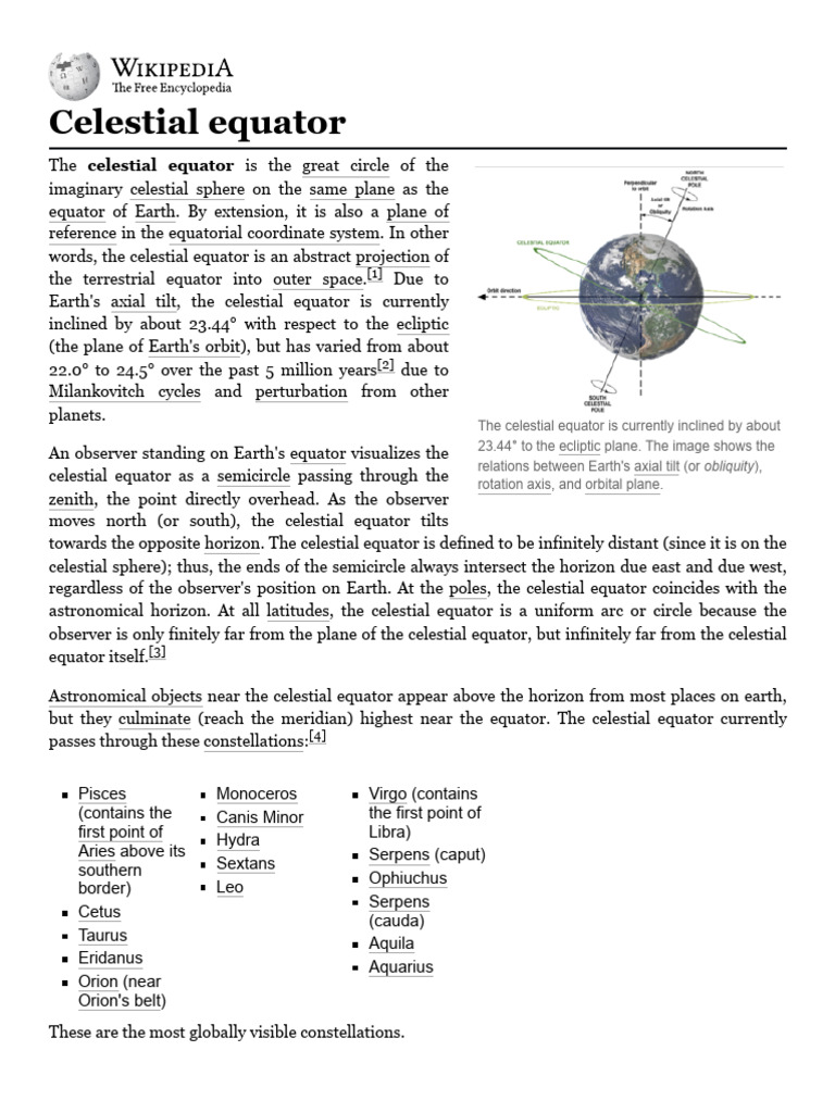 Understanding the Celestial Equator | PDF | Equator | Classical Mechanics