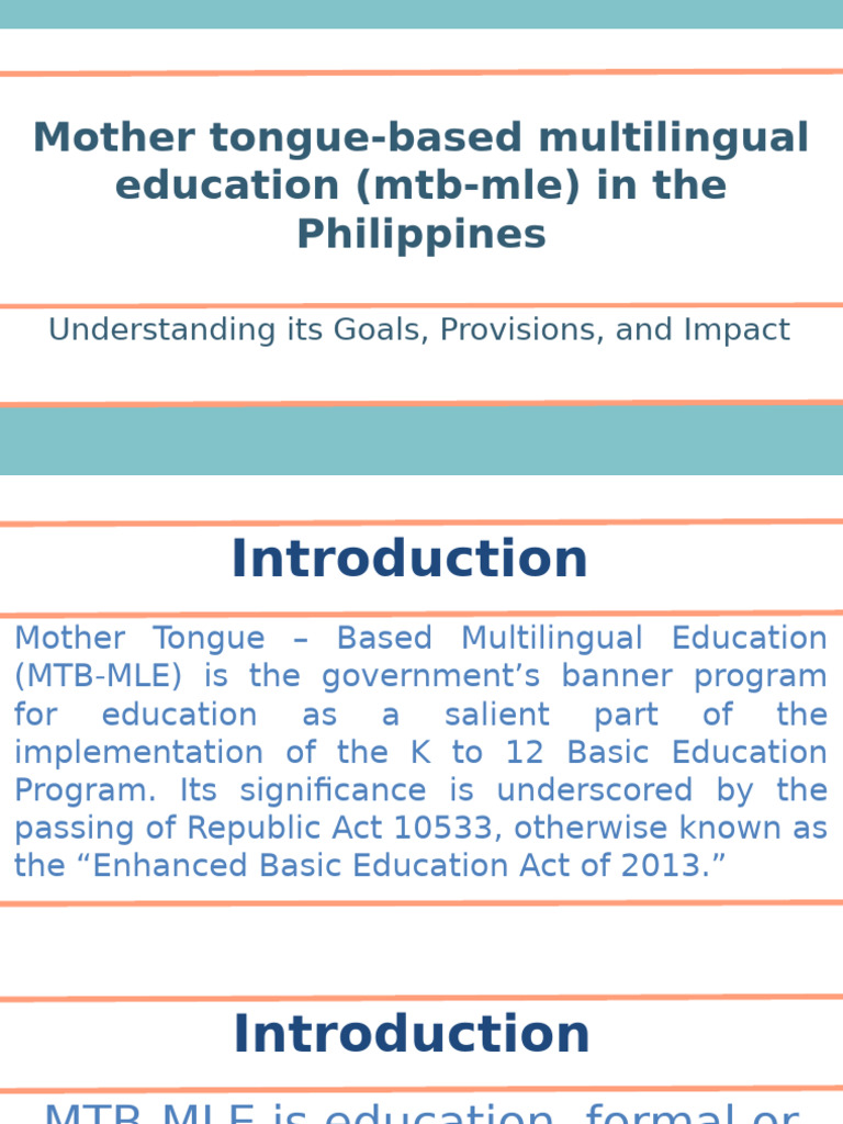 MTB-MLE in the Philippines: Goals & Impact | PDF