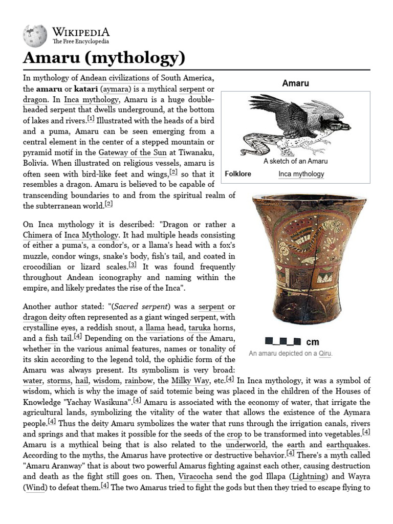 Amaru: The Serpent of Inca Mythology | PDF | Mythology