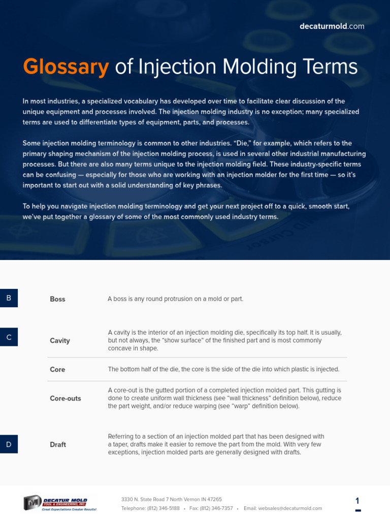 Injection Molding Terminology Glossary | PDF | Mechanical Engineering ...