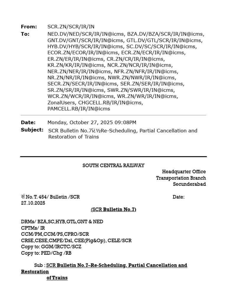 SCR Bulletin No.7 Re-Scheduling, Partial Cancellation and Restoration ...
