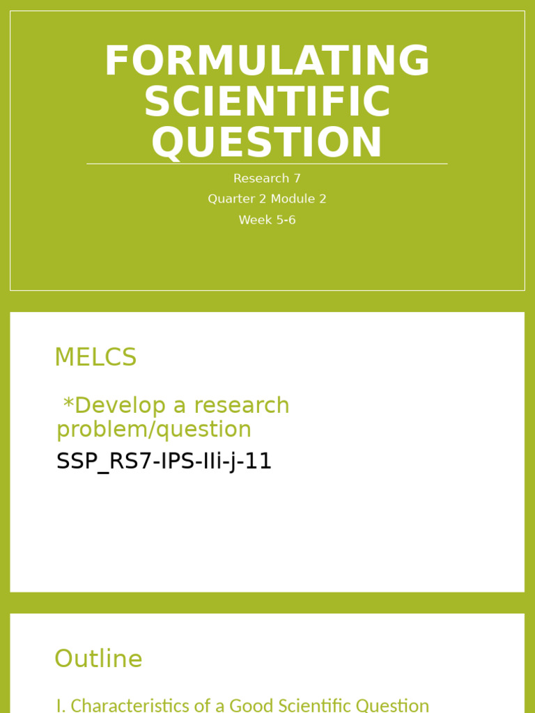 Q2M3-formulating-scientific-question | PDF | Science