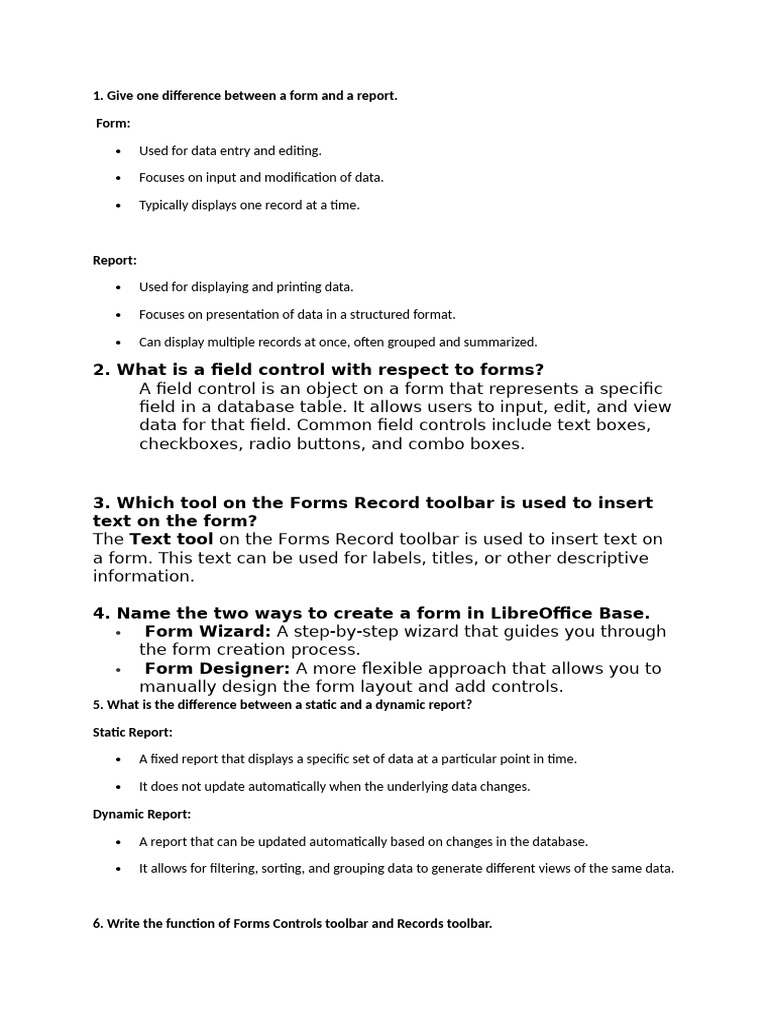 Forms vs Reports: Key Differences | PDF