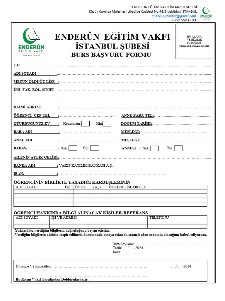 Burs Başvuru Formu | PDF