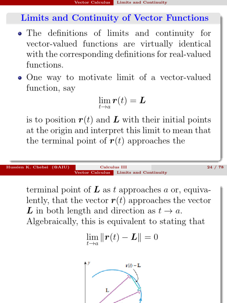 Limits and Continuity of Vector Functions | PDF | Derivative | Acceleration