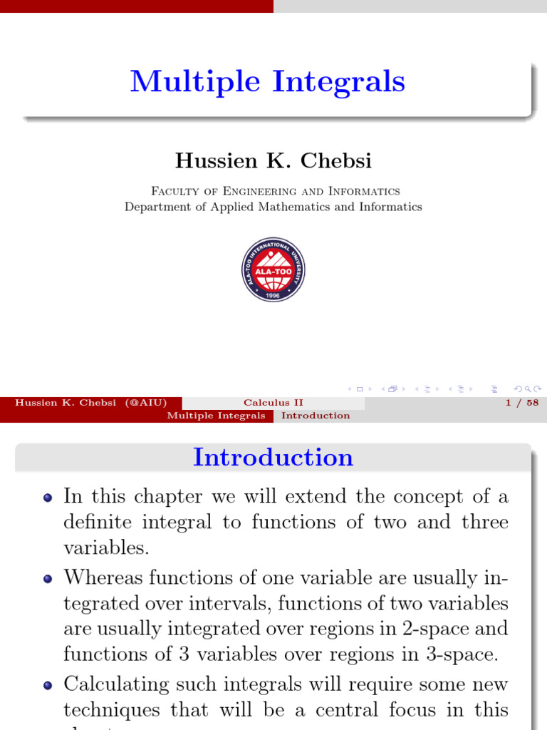 Double Integral Concepts and Examples | PDF | Integral | Function ...