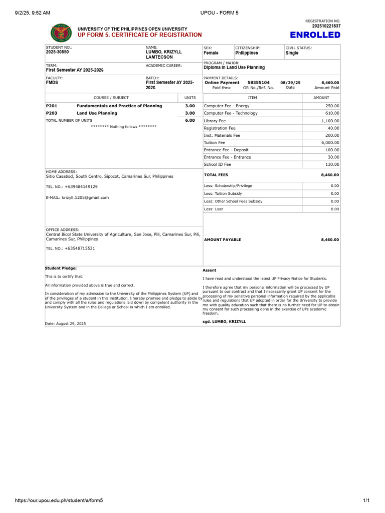 UPOU Tuition Fee Breakdown 2025-2026 | PDF | Fee
