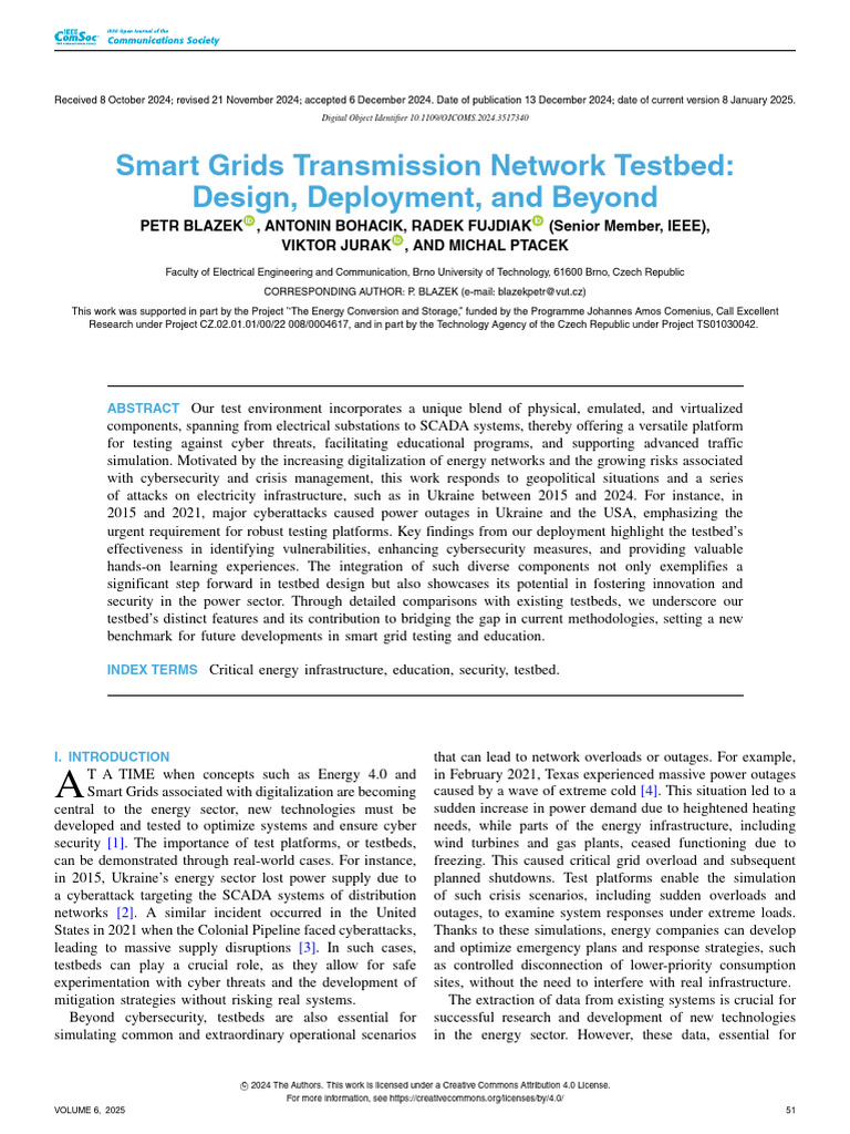 Smart Grids Transmission Network Testbed Design Deployment and Beyond ...