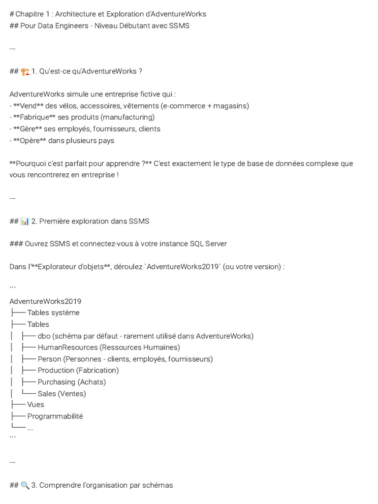 Exploration d'AdventureWorks pour Débutants | PDF | Gestion des données ...