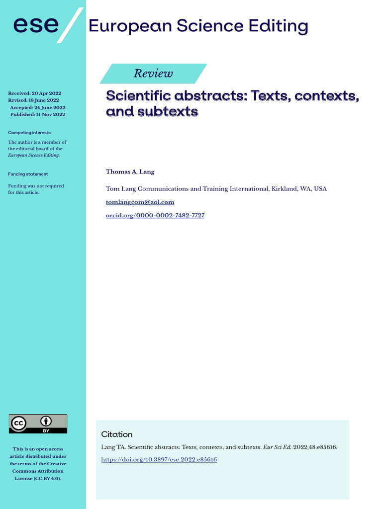 Understanding Scientific Abstracts | PDF | Abstract (Summary ...