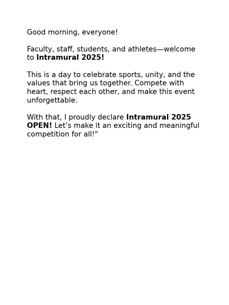 Declaration of Intramurals | PDF