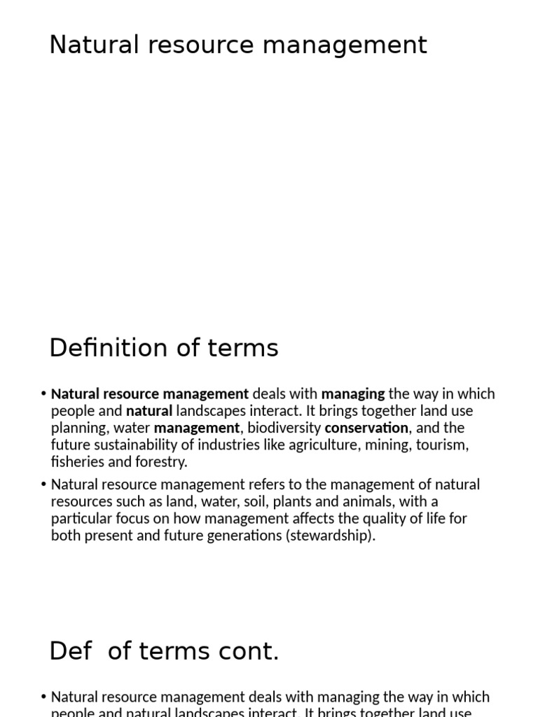Natural Resource Management Overview | PDF | Natural Resource ...