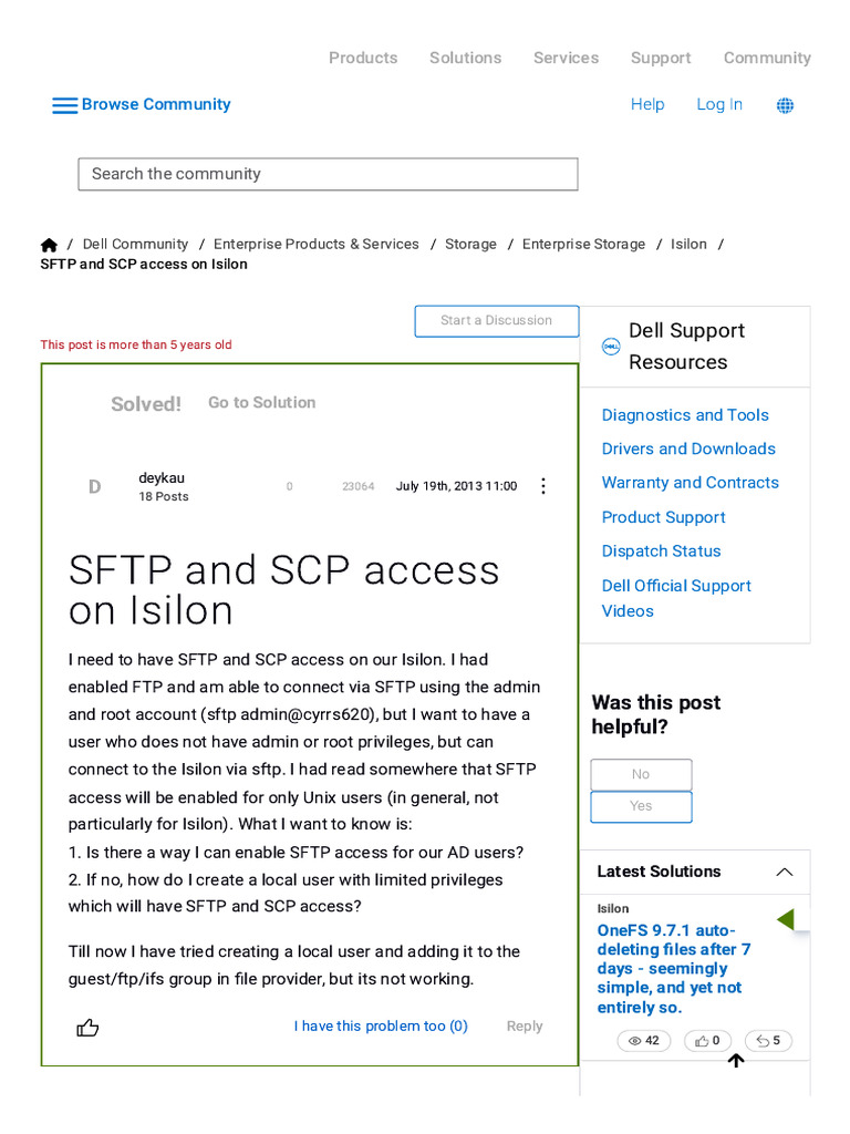 SFTP and SCP Access on Isilon Guide | PDF | File Transfer Protocol ...